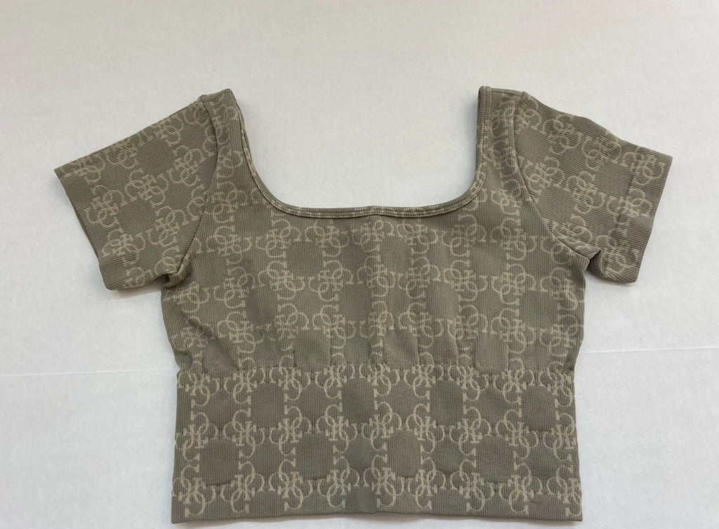 Guess Short Sleeve Top Extra Small Green Rayon