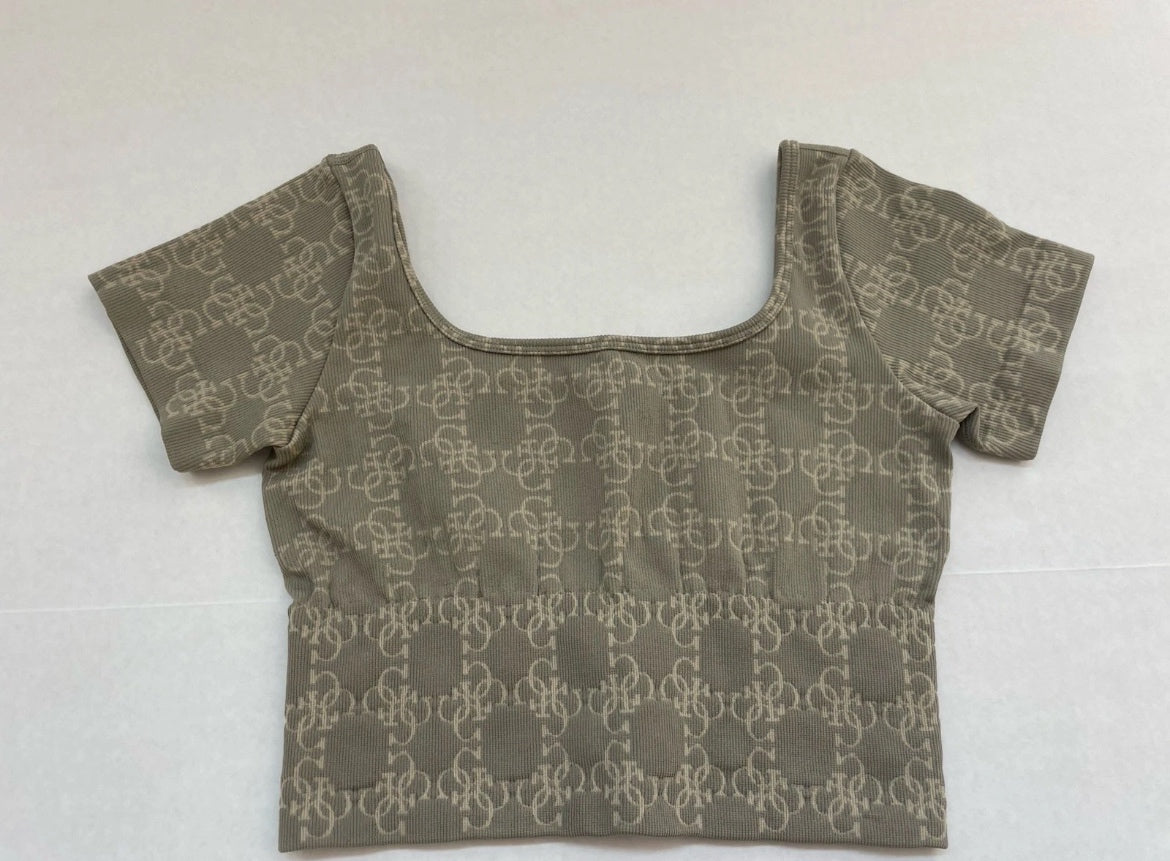 Guess Short Sleeve Top Extra Small Green Rayon
