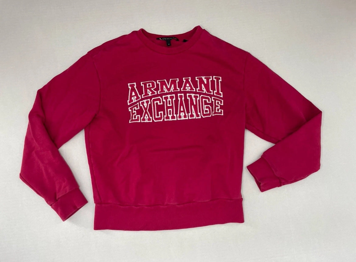 Armani Exchange Sweatshirt Extra Small Red Cotton
