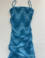 Forever 21 Slip Dress Small Blue Polyester with a printed pattern