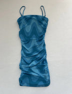 Forever 21 Slip Dress Small Blue Polyester with a printed pattern