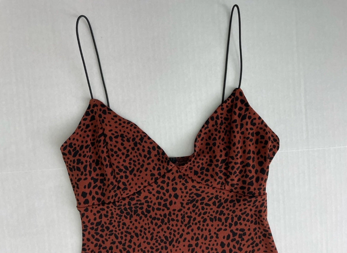 Windsor Slip Dress Extra Small Brown with black spotsPolyester