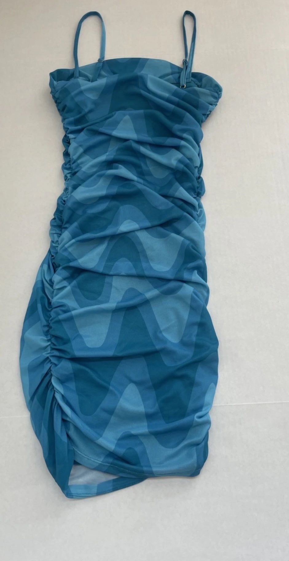 Forever 21 Slip Dress Small Blue Polyester with a printed pattern
