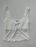 Princess Polly Tank Top 0 White Textured Knit and Smooth Fabric
