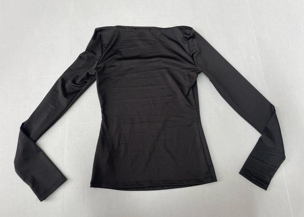 Forever 21 Long Sleeve Top Extra Small Black Polyester/spandex