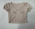 Cotton On Short Sleeve Top Extra Small BeigeRibbed knit fabric/viscose