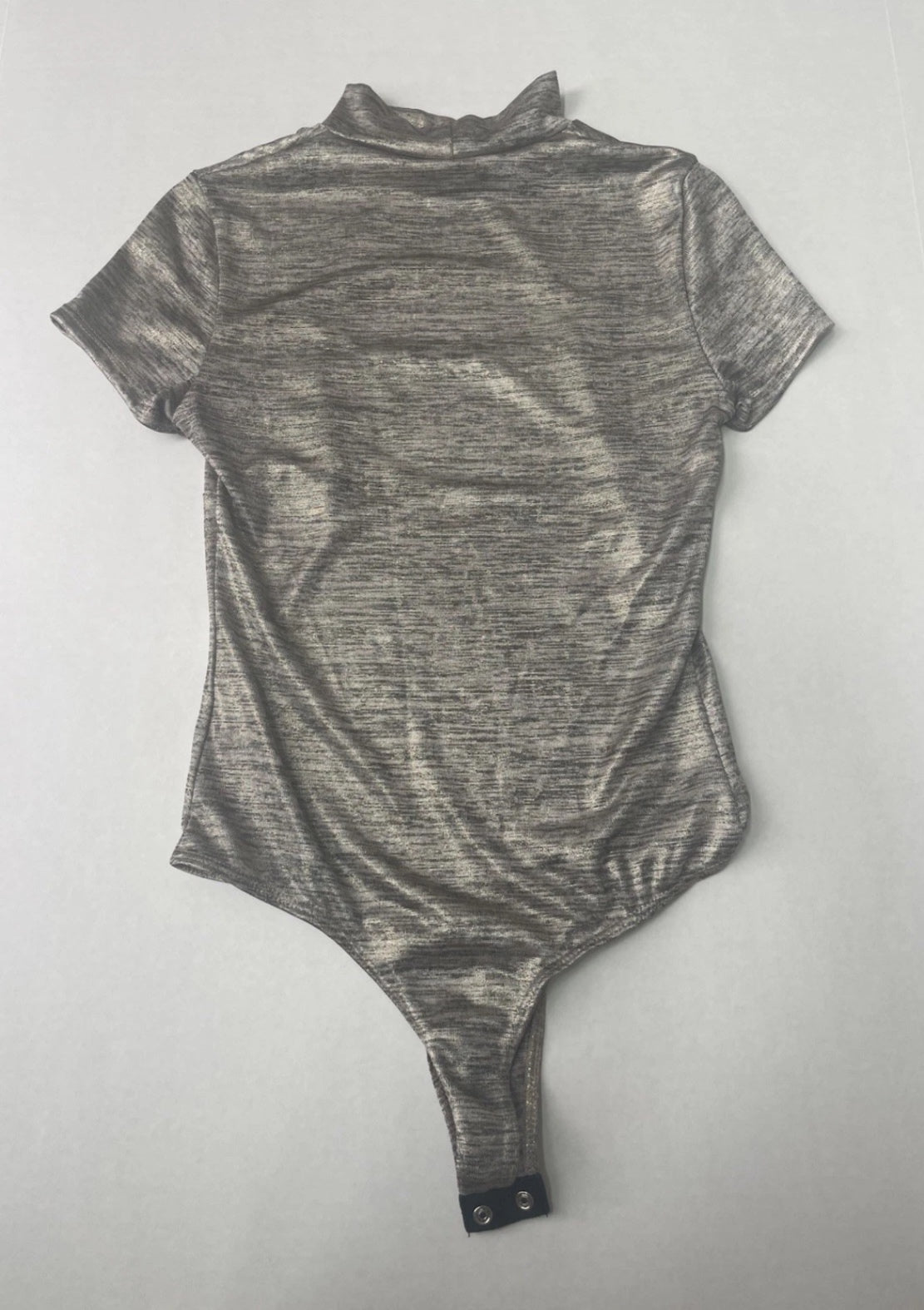 Fashion Nova Bodysuit Small Gray with Metallic Stretchy Fabric