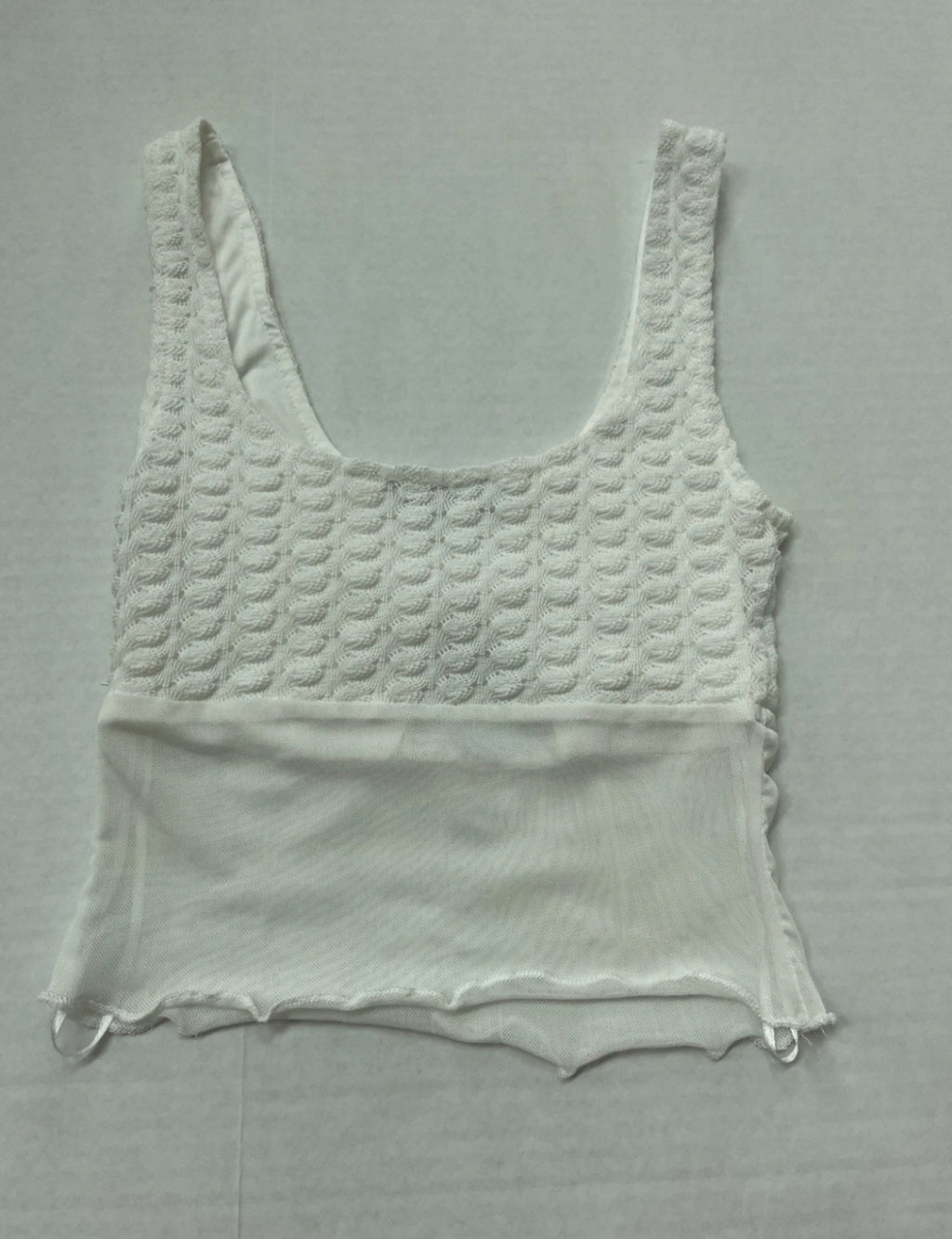 Princess Polly Tank Top 0 White Textured Knit and Smooth Fabric