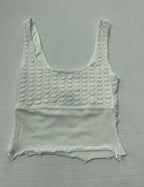 Princess Polly Tank Top 0 White Textured Knit and Smooth Fabric