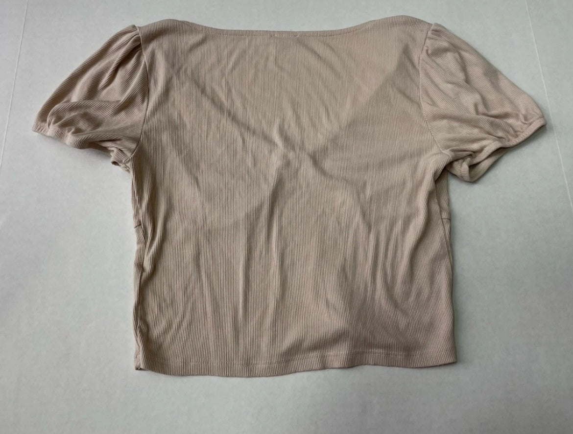 Cotton On Short Sleeve Top Extra Small BeigeRibbed knit fabric/viscose
