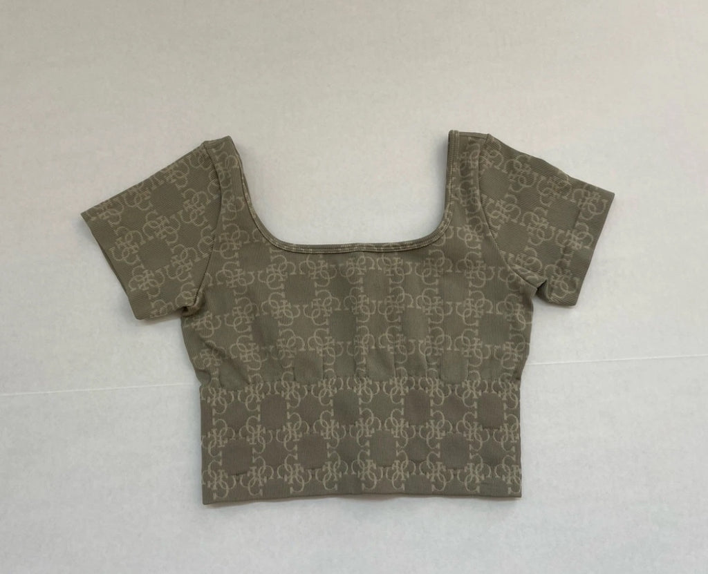Guess Short Sleeve Top Extra Small Green Rayon