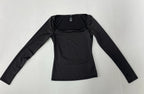 Forever 21 Long Sleeve Top Extra Small Black Polyester/spandex