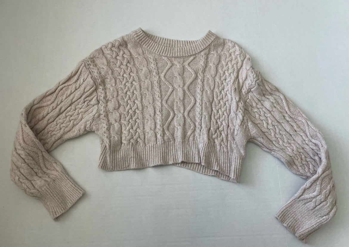 Garage Crop Top Extra Small Beige Knitted fabric