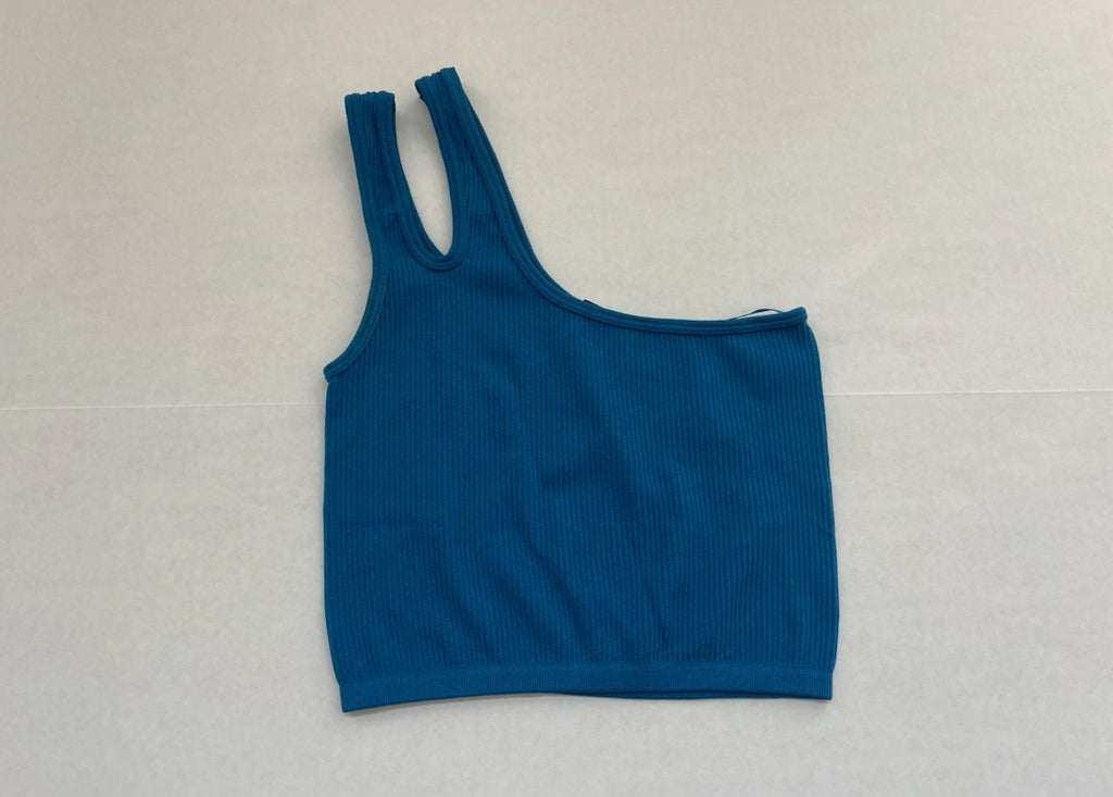 Zara Tank Top Extra Small Blue Cotton/Polyester Blend