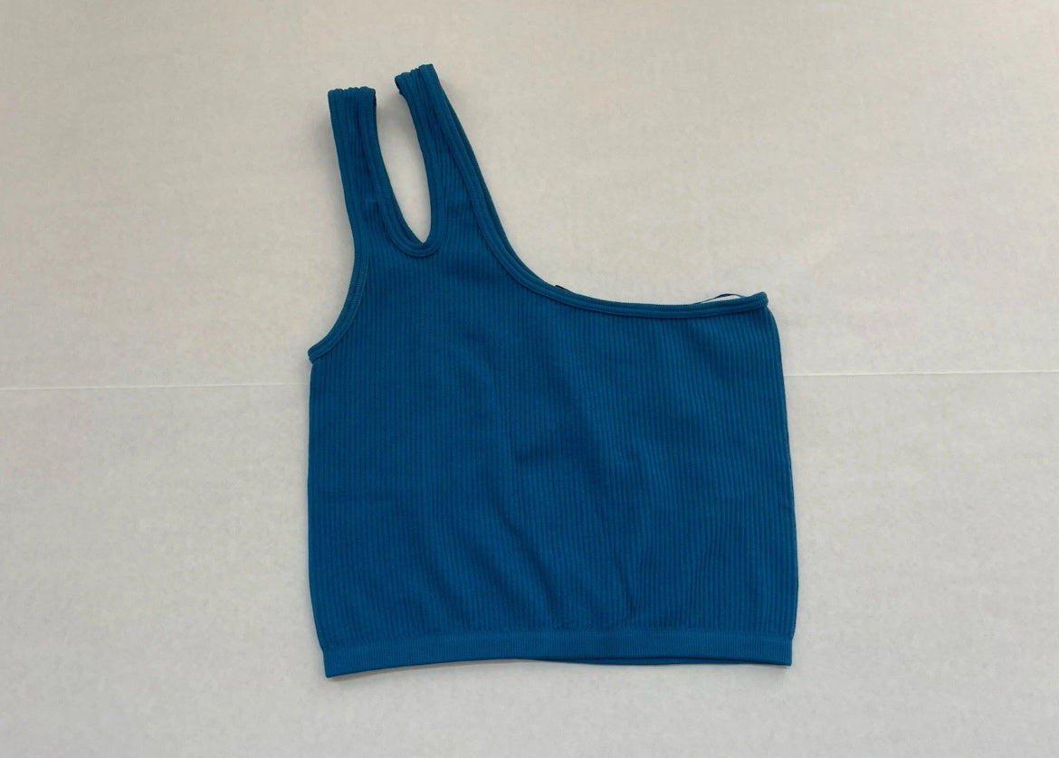 Zara Tank Top Extra Small Blue Cotton/Polyester Blend