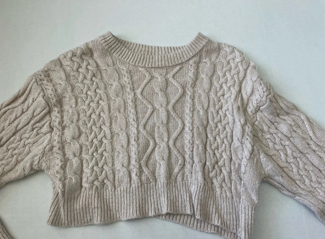 Garage Crop Top Extra Small Beige Knitted fabric