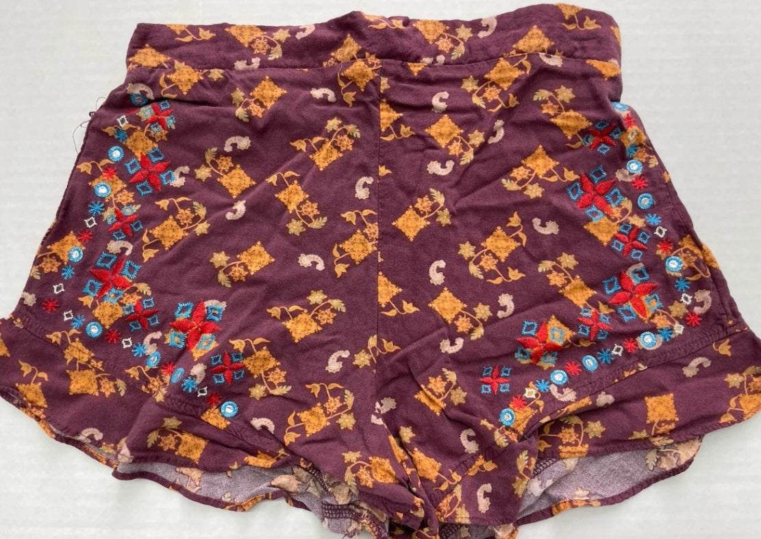 Xhilaration Shorts Extra Small BurgundyCotton/Rayon blend with embroidery and sequins