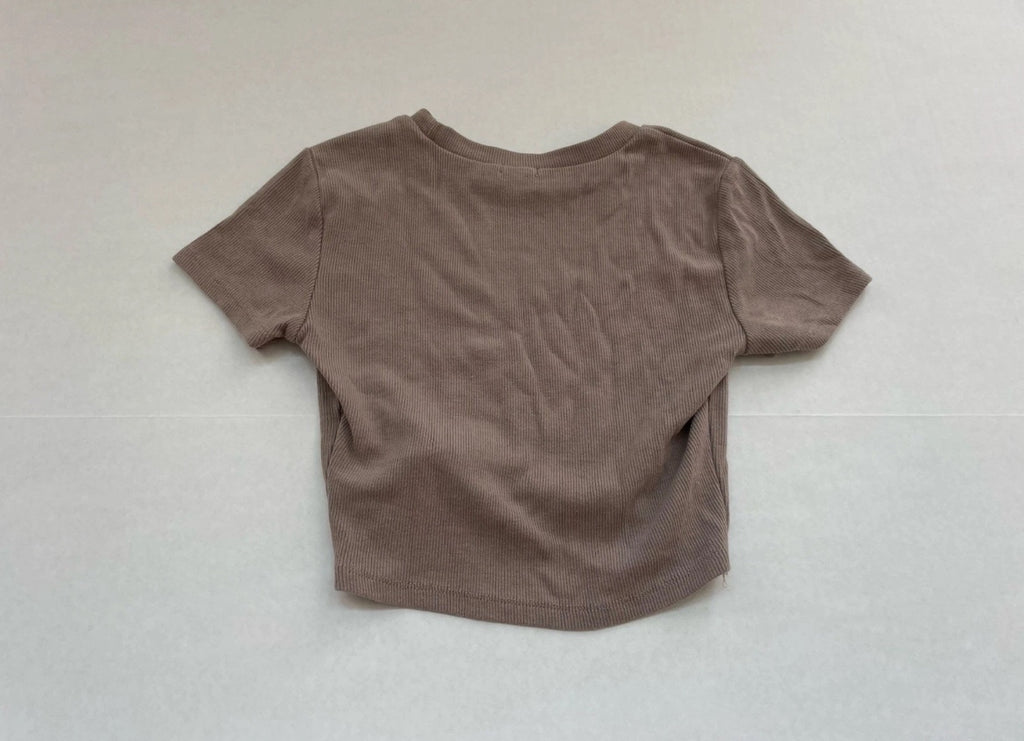 Garage Short Sleeve Top Extra Small Beige Cotton