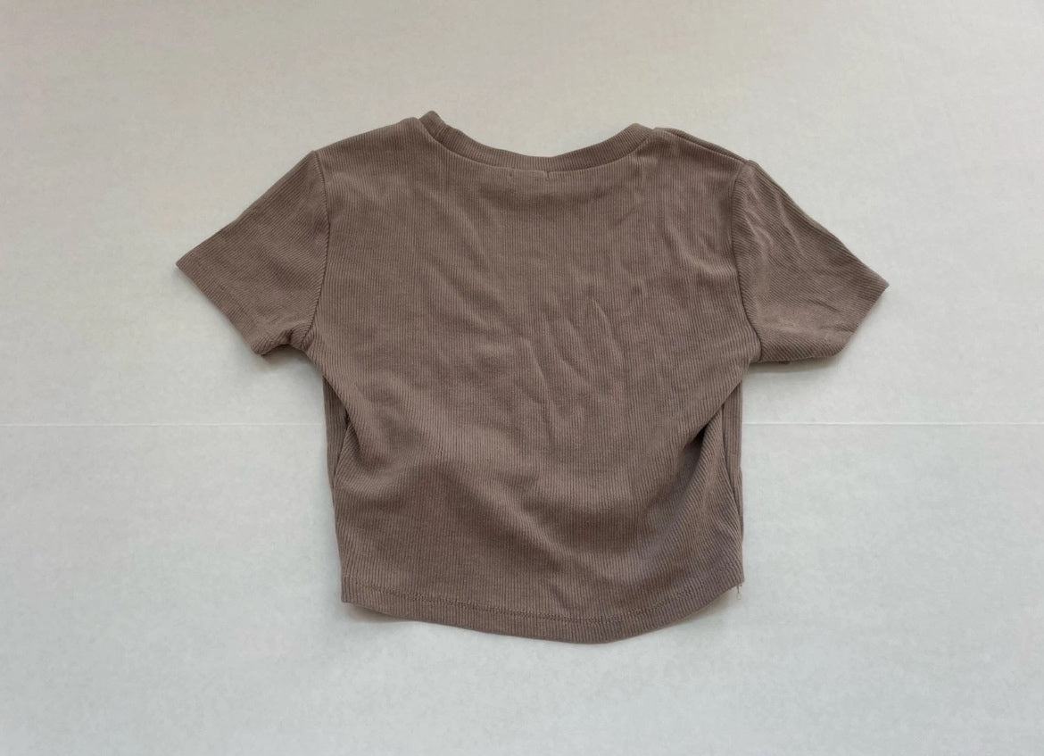 Garage Short Sleeve Top Extra Small Beige Cotton
