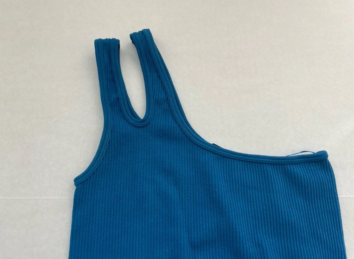 Zara Tank Top Extra Small Blue Cotton/Polyester Blend
