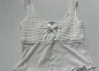 Princess Polly Tank Top 0 White Textured Knit and Smooth Fabric