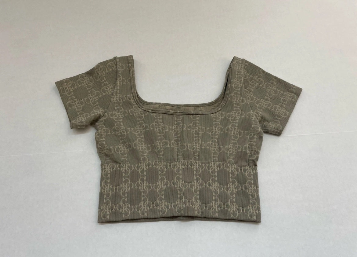 Guess Short Sleeve Top Extra Small Green Rayon