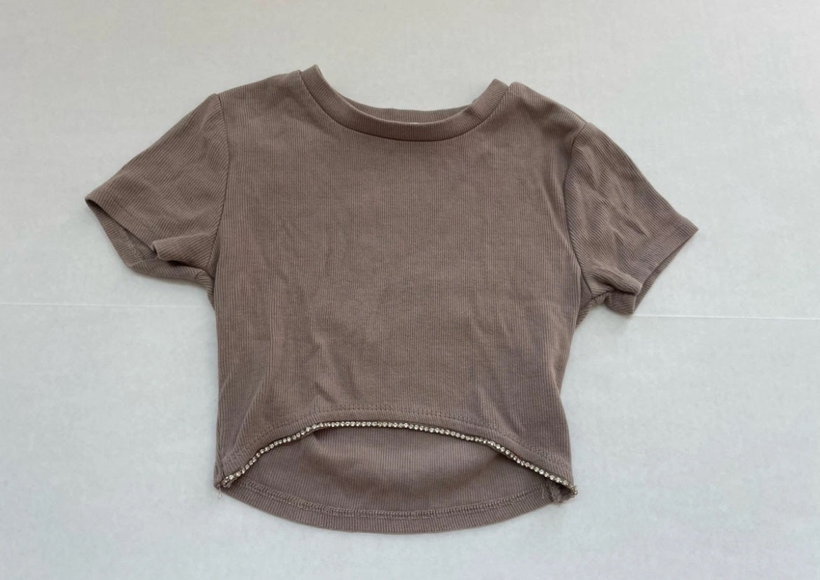 Garage Short Sleeve Top Extra Small Beige Cotton