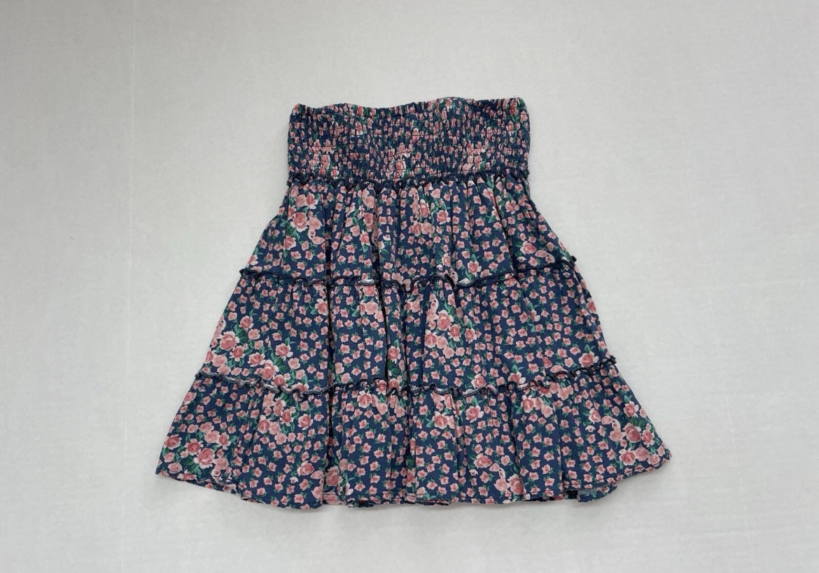 American Eagle Skirt Extra Small Navy blue with pink and green floral pattern Viscose