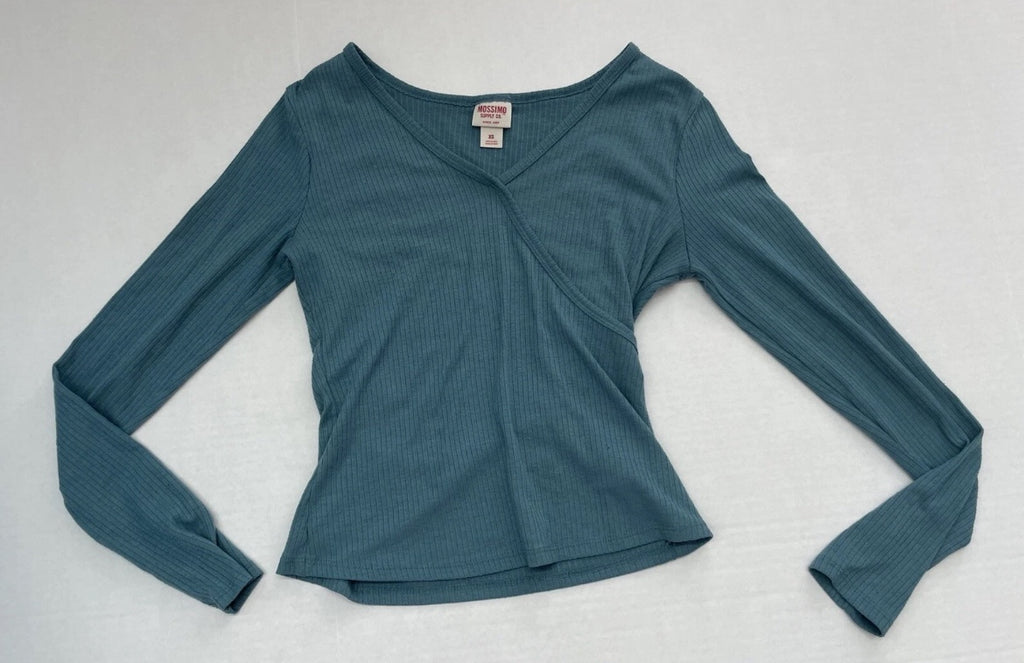 Mossimo Long Sleeve Top Extra Small Blue Polyester/Spandex