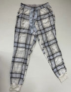 Hollister Pajama Pants Small Beige, Gray, Black, White, Blue Cotton, Flannel (Plaid)