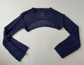 Edikted Long Sleeve Crop Top Extra Small Navy BlueKnit/Polyester/Cotton