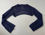 Edikted Long Sleeve Crop Top Extra Small Navy BlueKnit/Polyester/Cotton