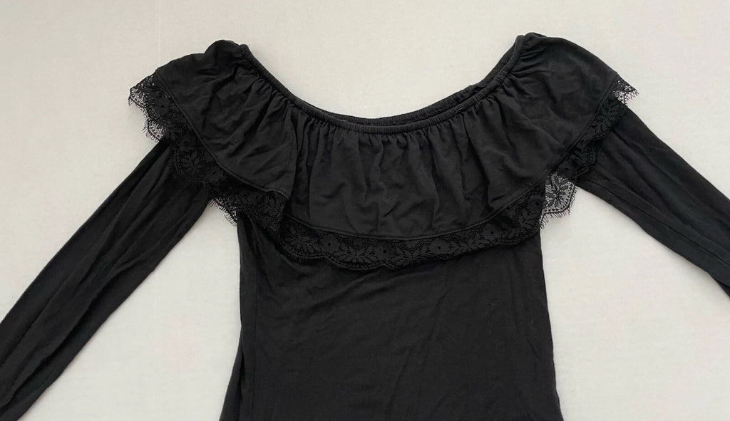Hollister Long Sleeve Top Extra Small Black Viscose