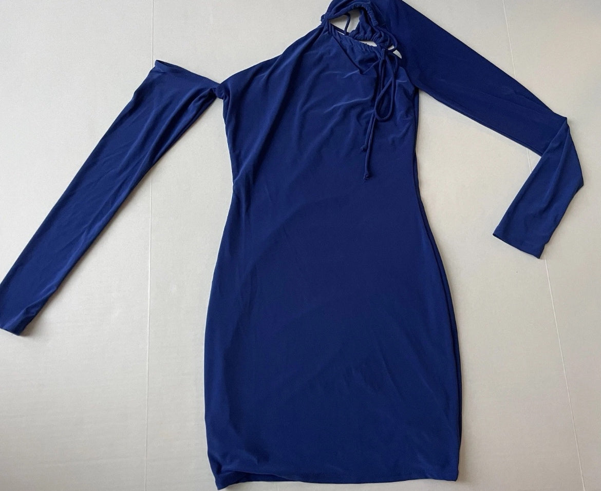 Fashion Nova Slim Mini Dress Small Blue Cotton/Polyester/Nylon/Spandex