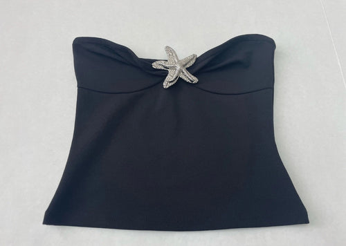 Divided Strapless Top Extra Extra Small Black Polyester