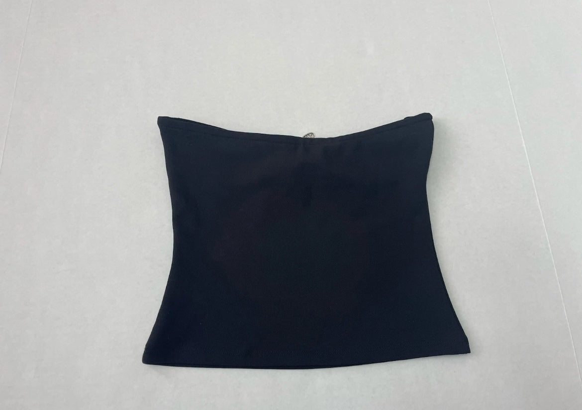 Divided Strapless Top Extra Extra Small Black Polyester