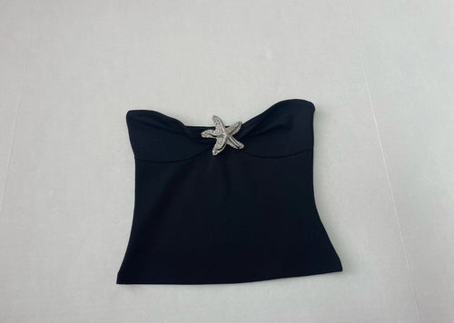 Divided Strapless Top Extra Extra Small Black Polyester