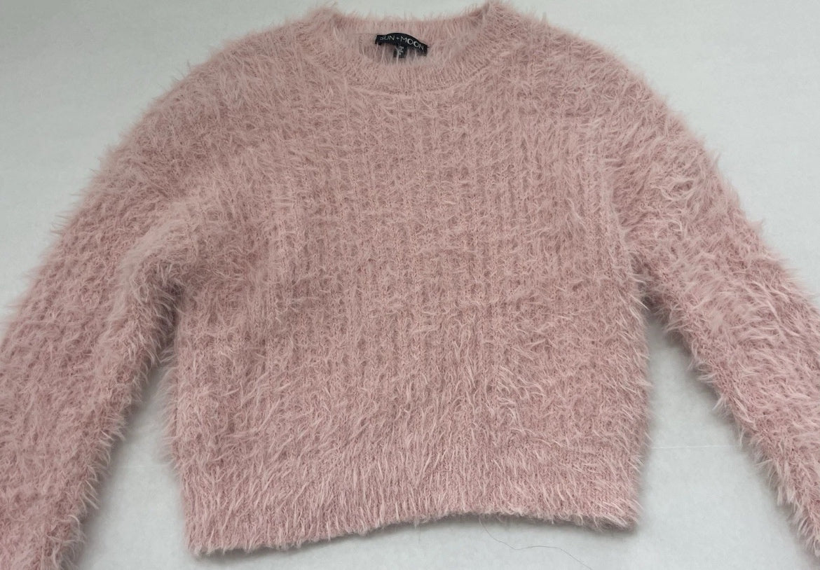 SUN+MOON Sweater Small Pink Fuzzy Knit