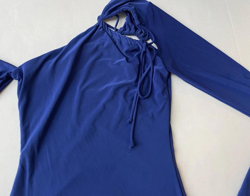 Fashion Nova Slim Mini Dress Small Blue Cotton/Polyester/Nylon/Spandex