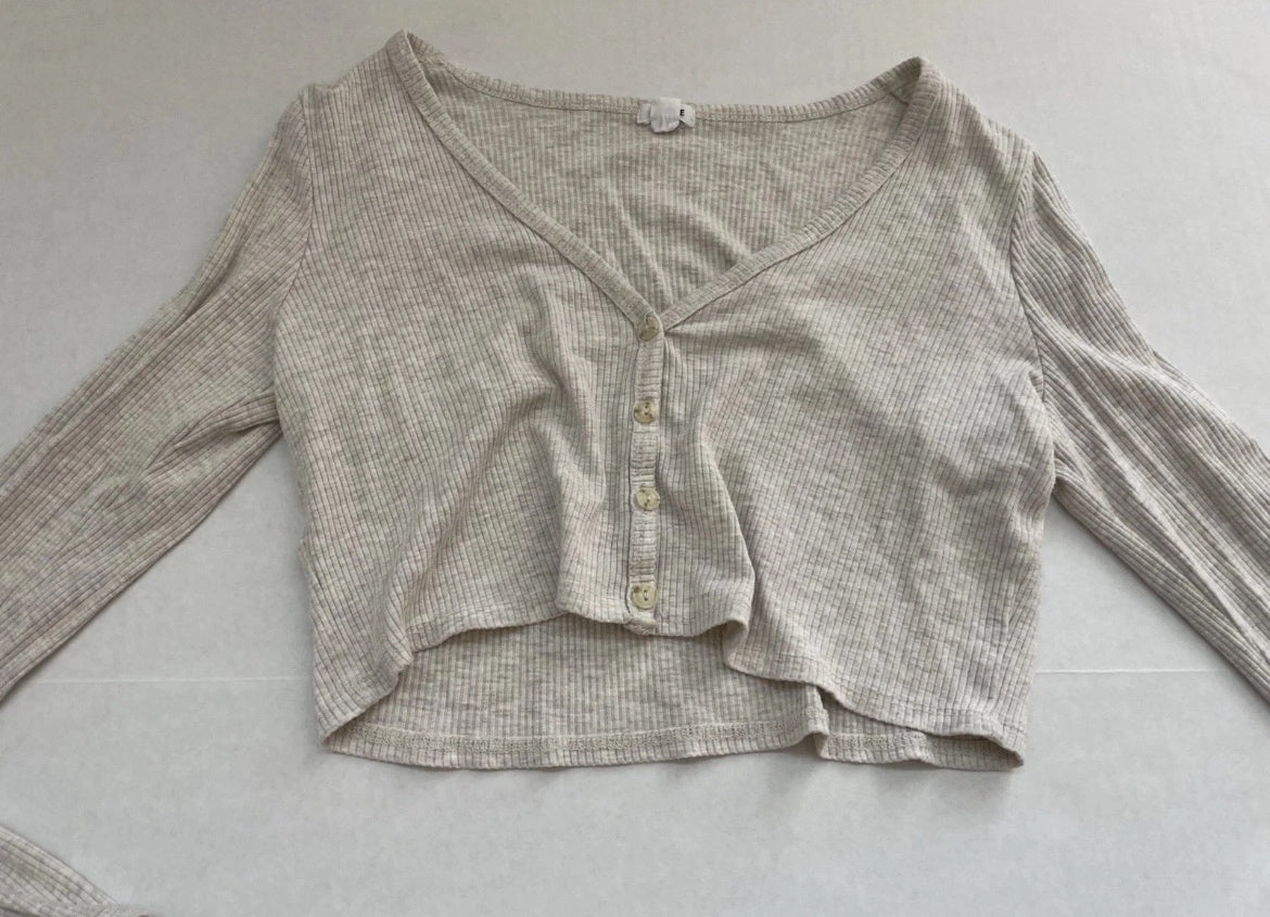 Garage Long Sleeve Top Extra Small Beige Spandex/Rayon