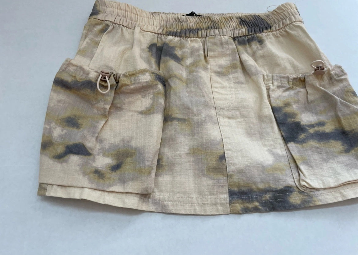 Zara Cargo Skirt Extra Small Beige with black and khaki tie-dye pattern Cotton/Cargo