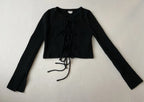 Kimchi Blue Long Sleeve Crop Top Extra Small Black Knitted/Polyester