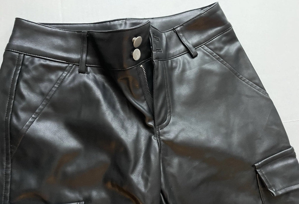 Pacsun Cargo Leather Pants Small Black Faux Leather
