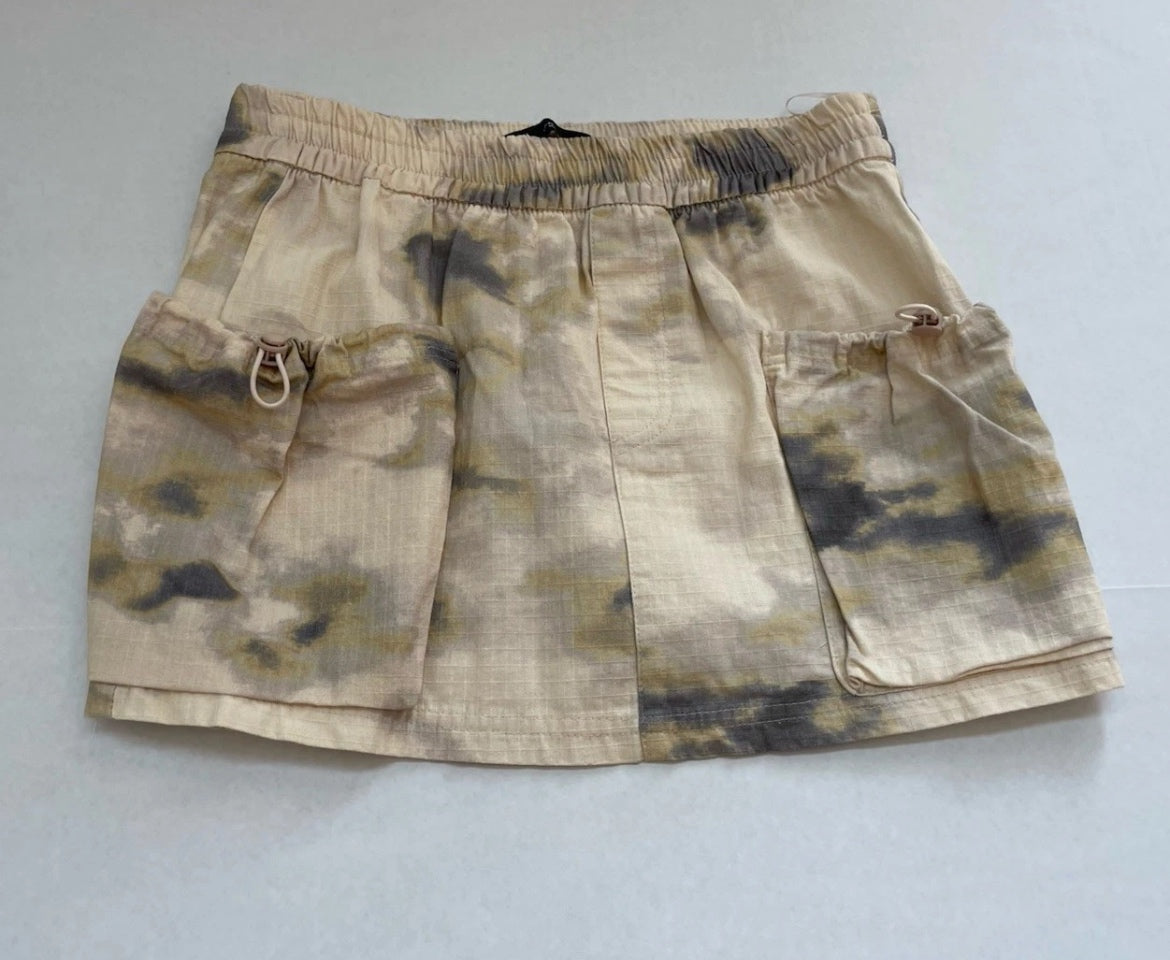 Zara Cargo Skirt Extra Small Beige with black and khaki tie-dye pattern Cotton/Cargo