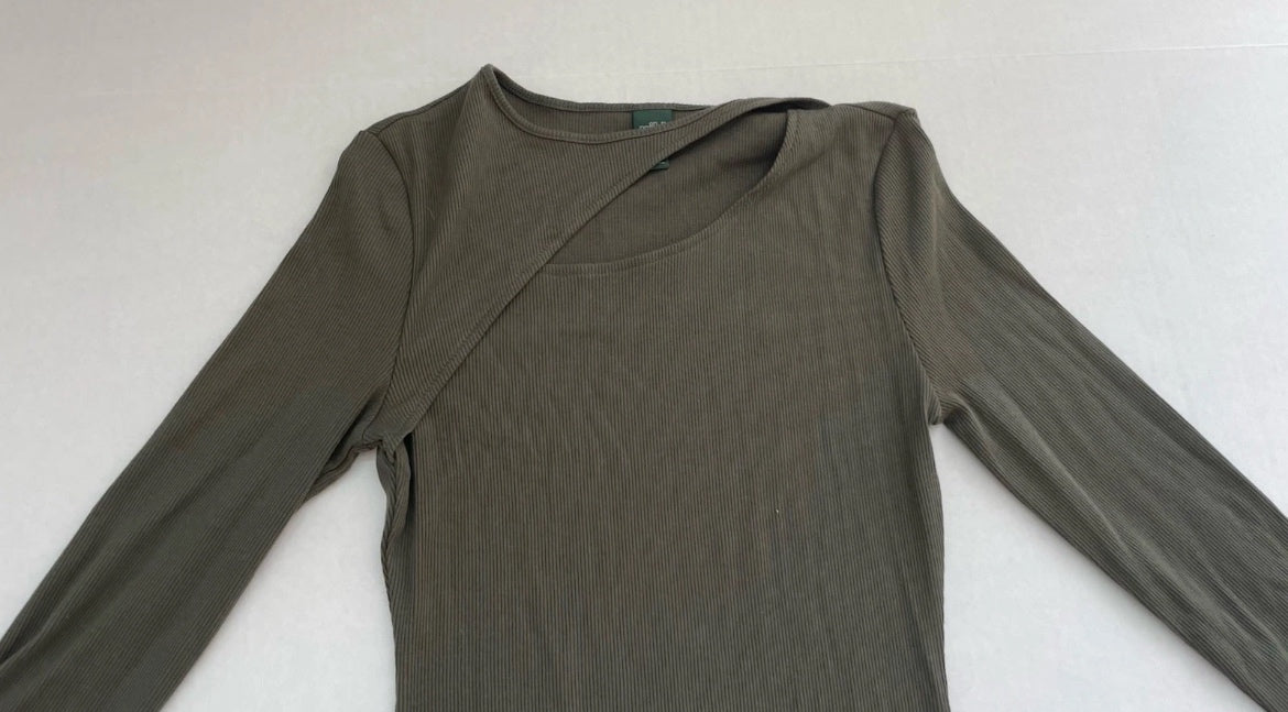 Wild Fable Long Sleeve Dress Extra Small Olive Green Cotton/Polyester/Nylon/Spandex