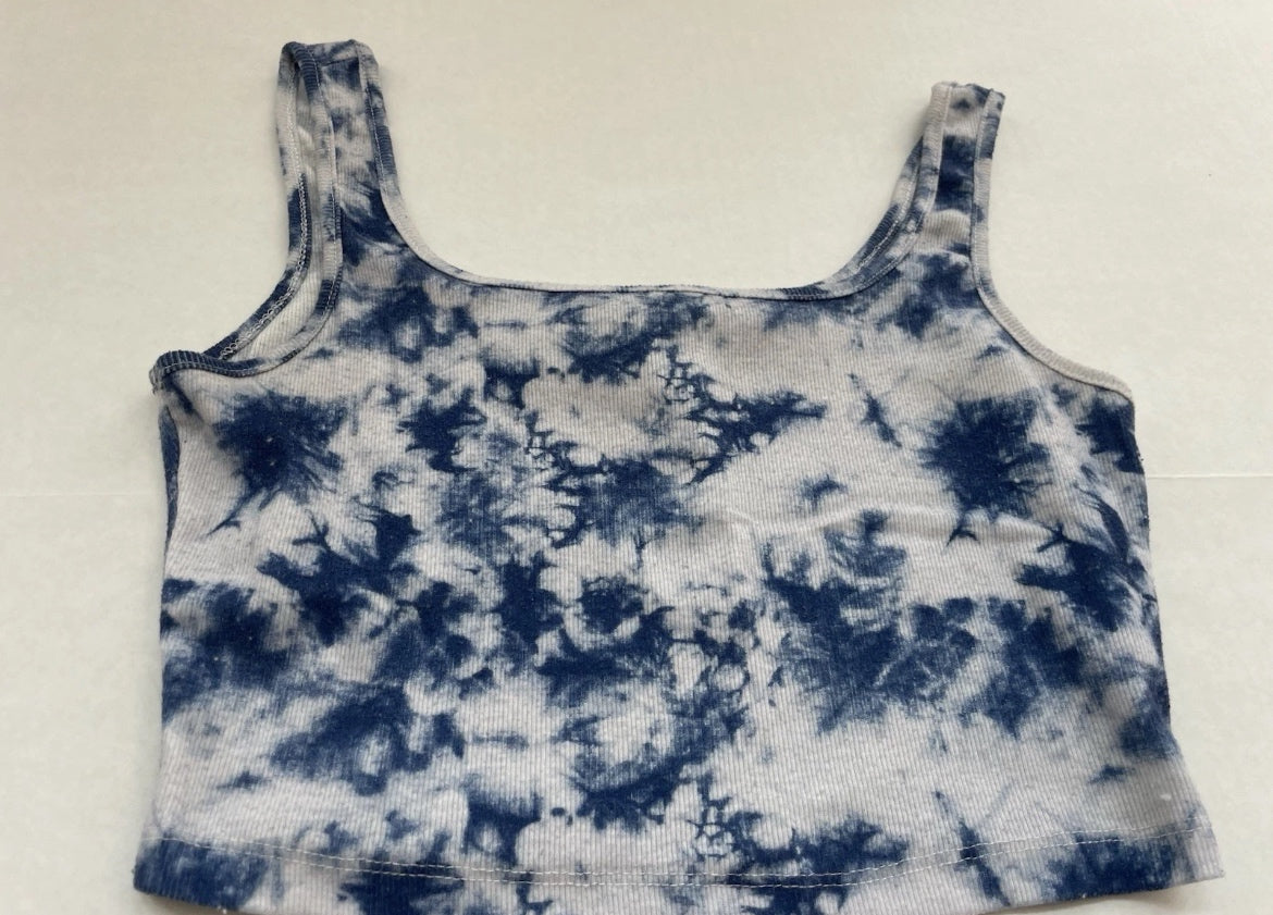 SHEIN Crop Top Small Navy and off-white Polyester/Spandex