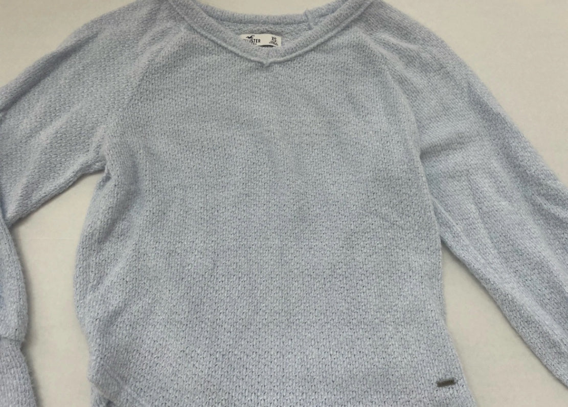 Hollister Long Sleeve Top Nylon/Polyester Light Blue Knitted fabric