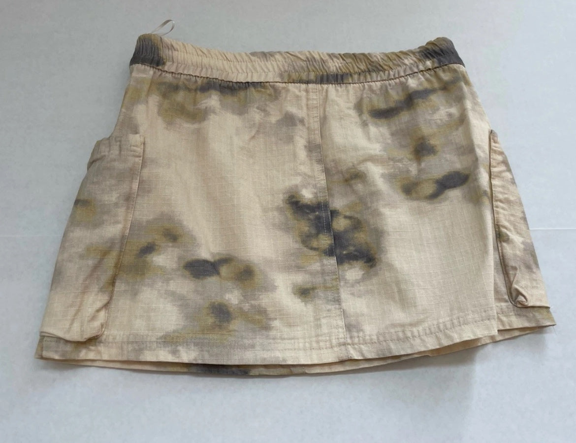Zara Cargo Skirt Extra Small Beige with black and khaki tie-dye pattern Cotton/Cargo