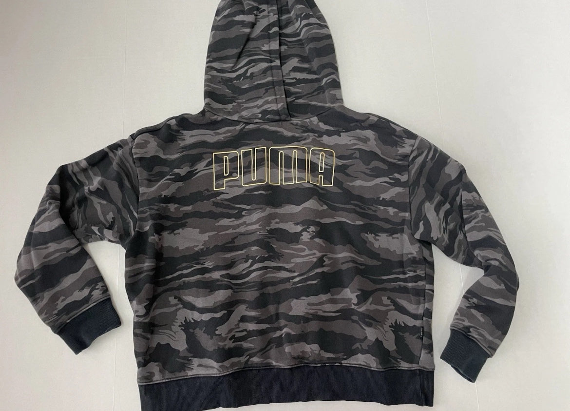 Puma Hoodie Extra Small Gray and Black Camouflage