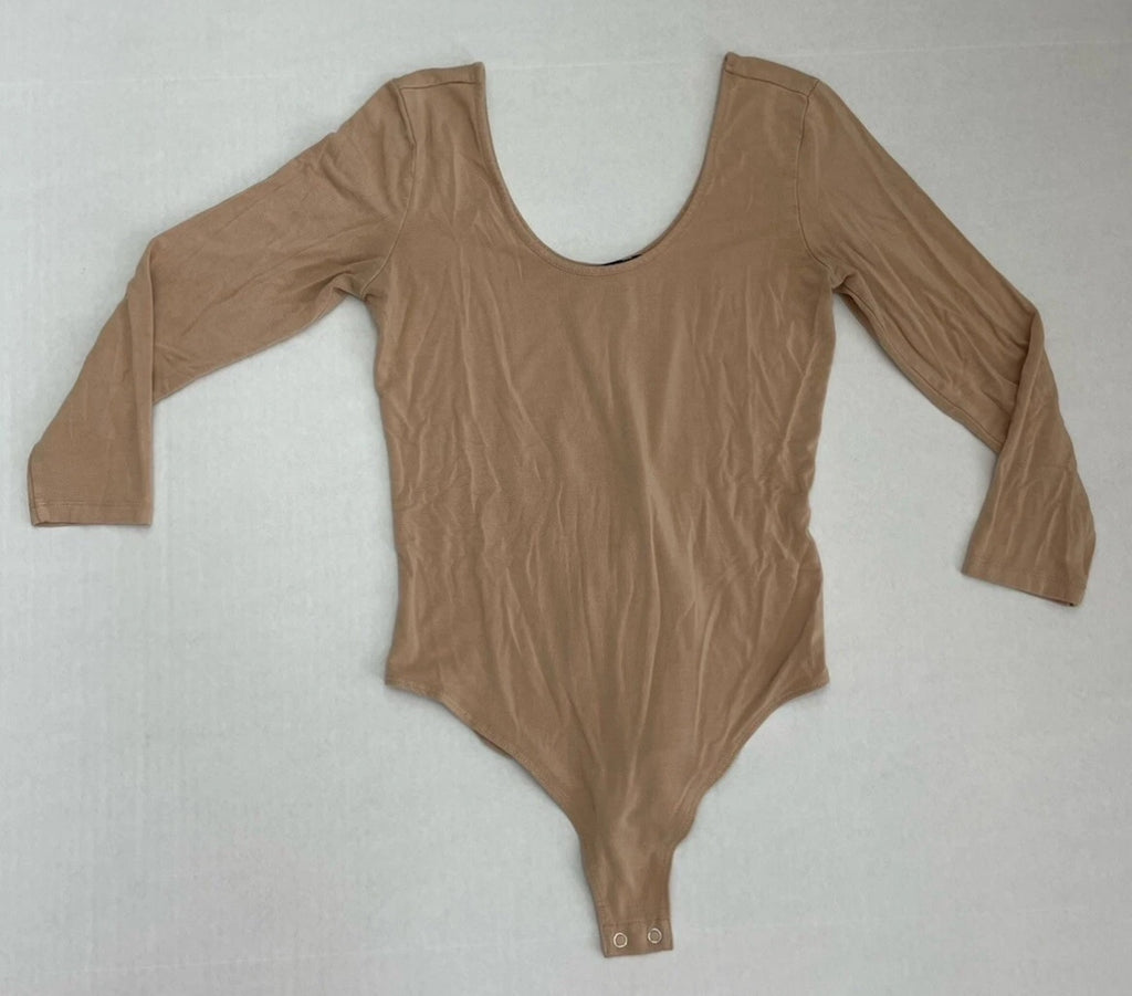 Forever 21 Bodysuit Small Beige Polyester